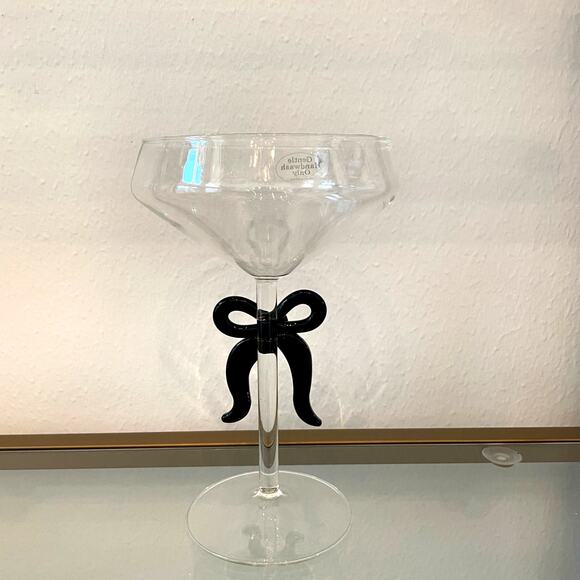 Black Bow Coupe Glass Holiday Glam Barware NEW - Picture 12 of 15